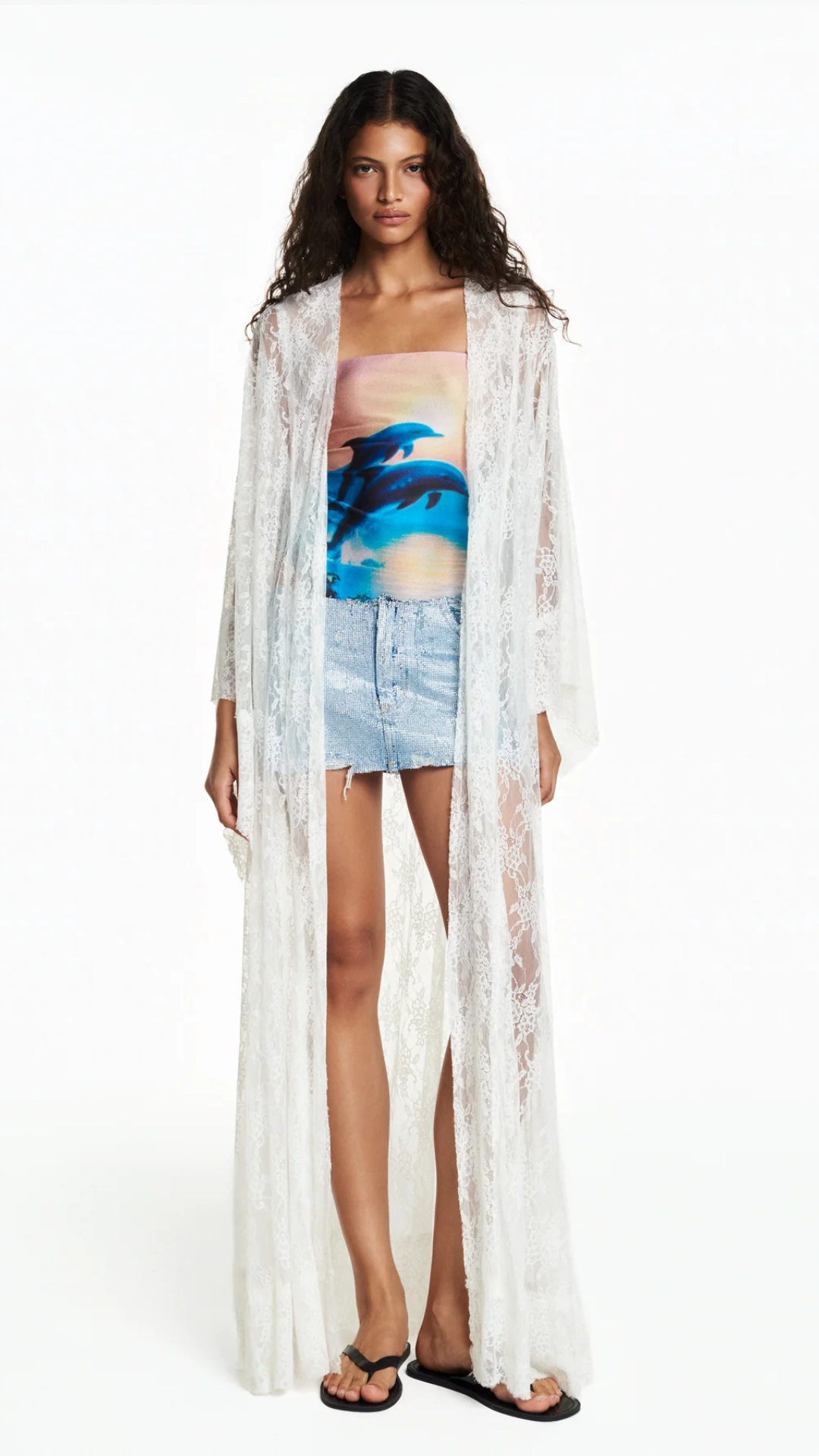 Kimono Longo Renda Off White