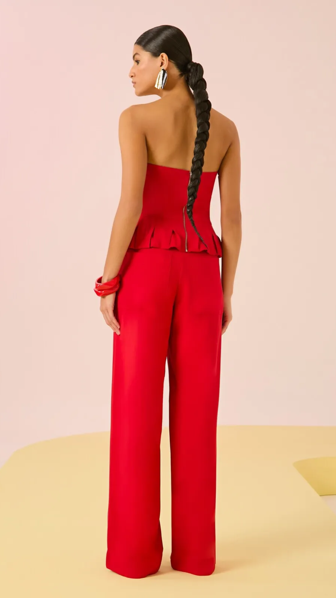 Conjunto Blusa Peplum e Calça Vermelho