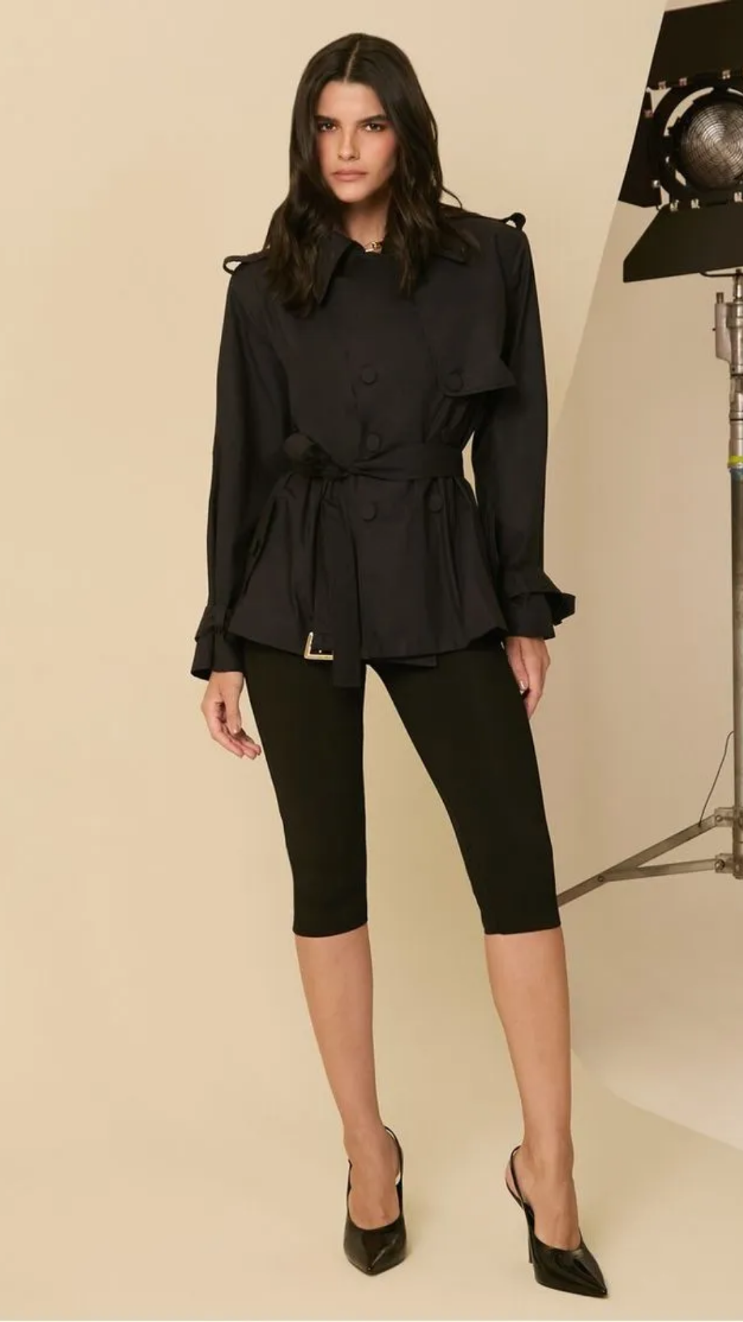 Trench Coat Curto Preto