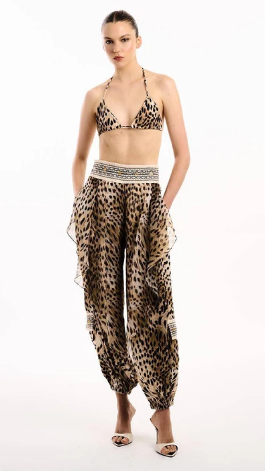 Calça Animal Print Jacquard Guepardo