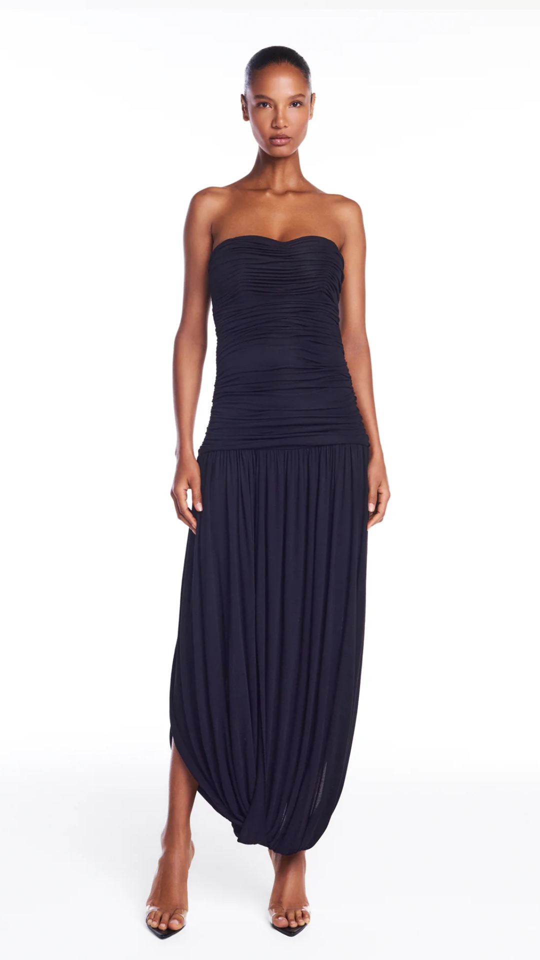 Vestido Tomara que Caia Drapeado Preto