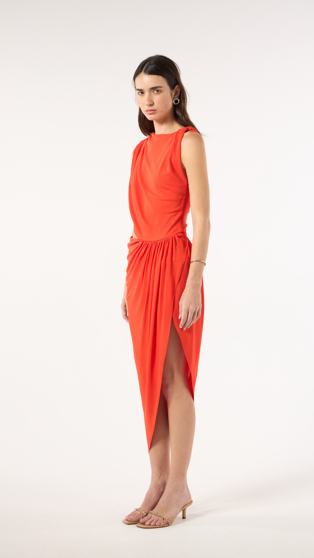 Vestido Midi Assimétrico Vermelho Winoma