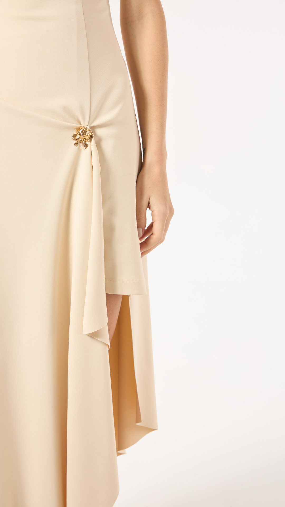 Vestido Midi Drapê Bege Tanami