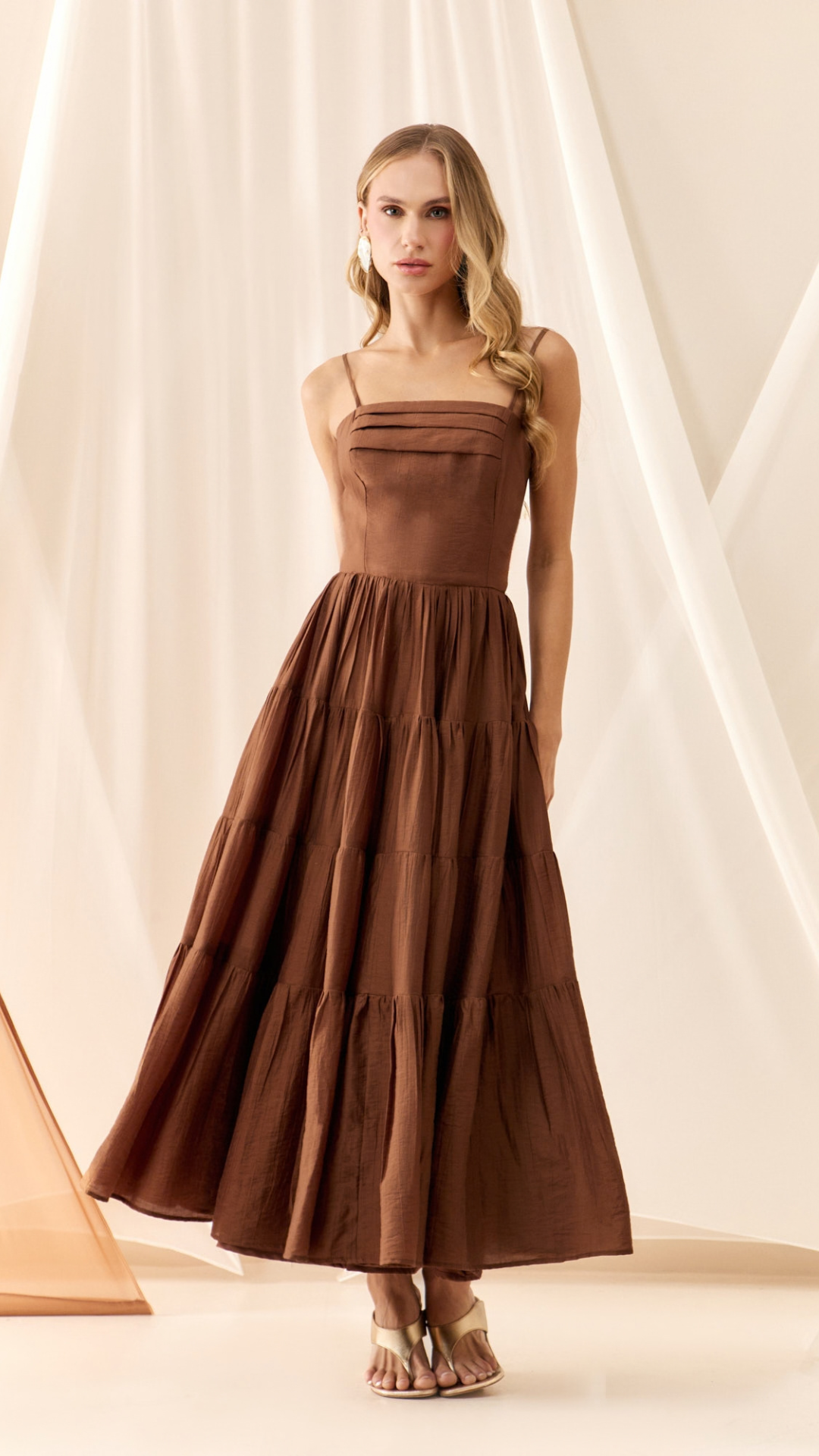 Vestido Tencel Yoriu Pregas Nutella