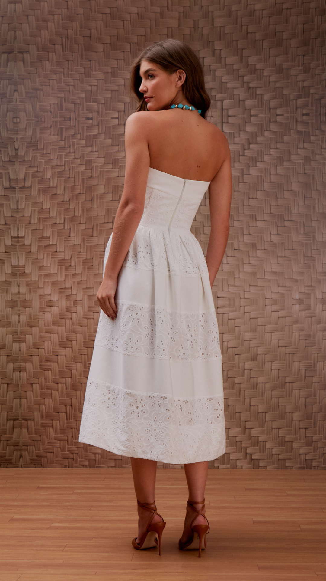 Vestido Laise Daisy Recortes Off White
