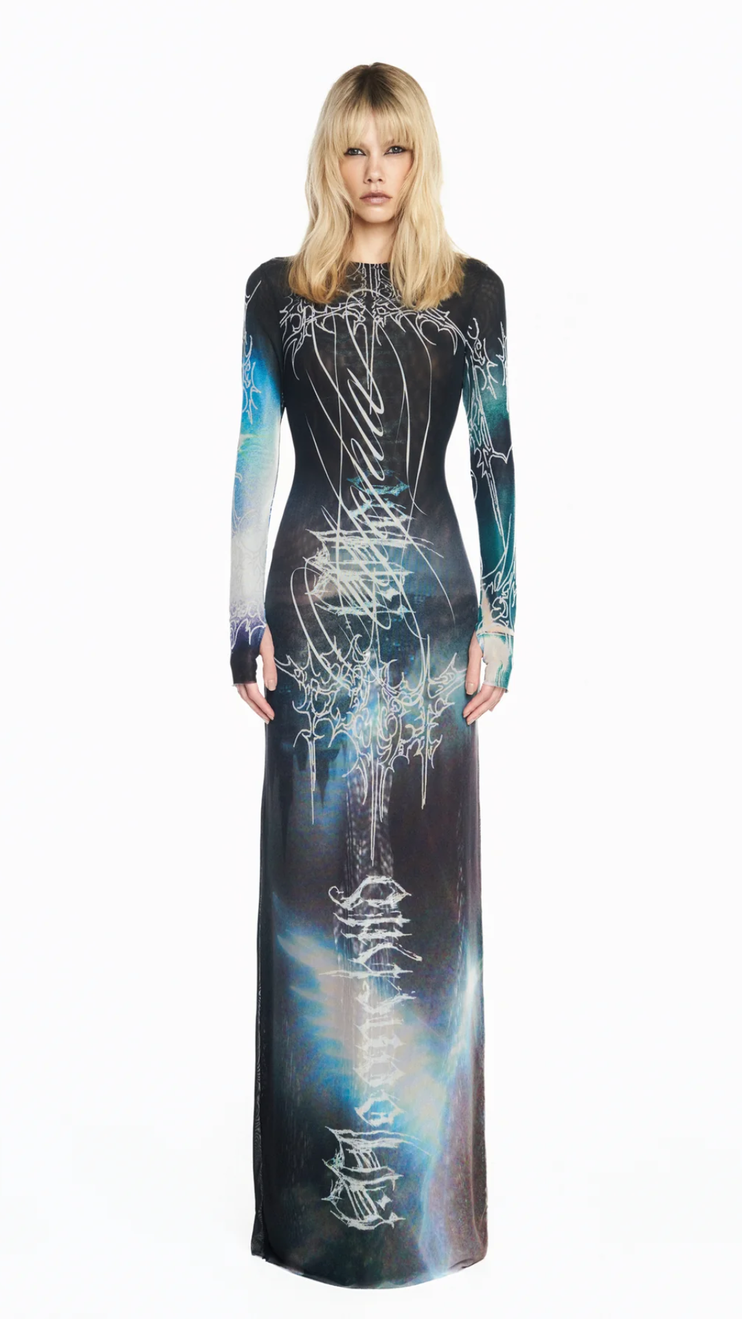 Vestido Longo Manga Longa Tule Fairytale