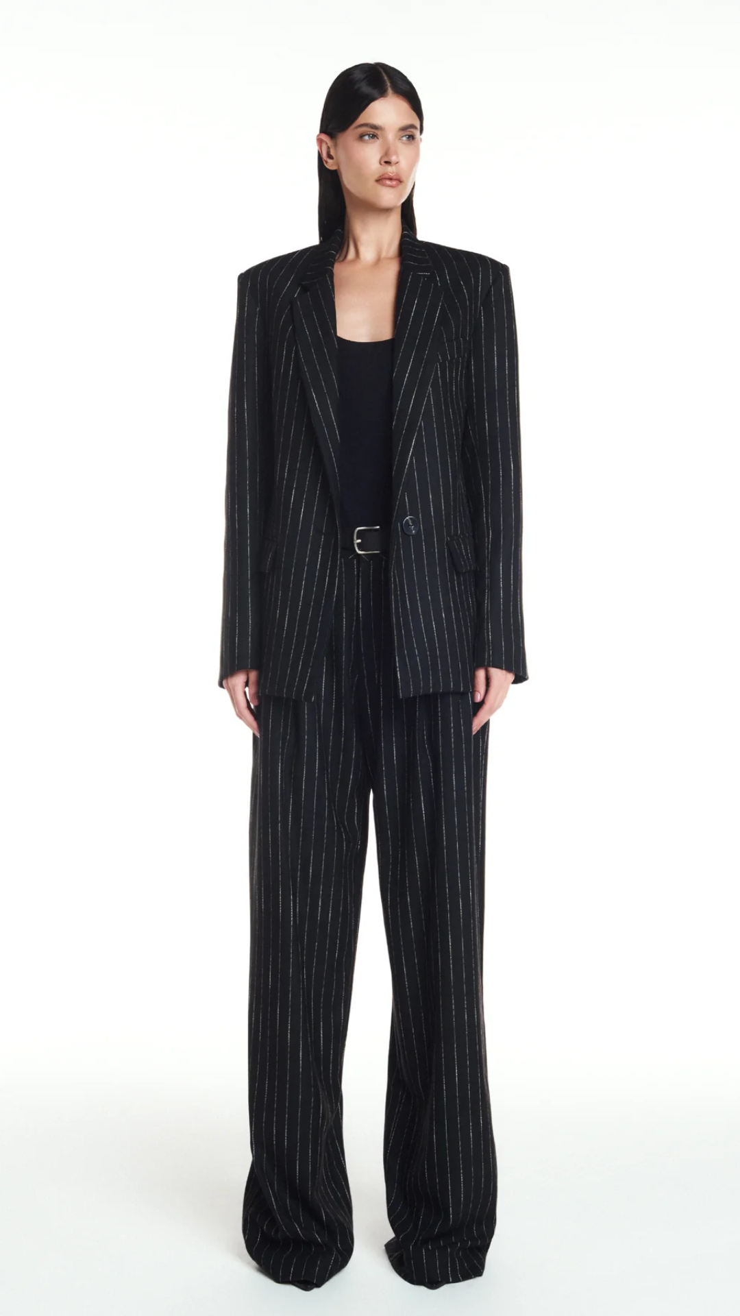 Blazer Alfaiataria Risca de Giz Preto