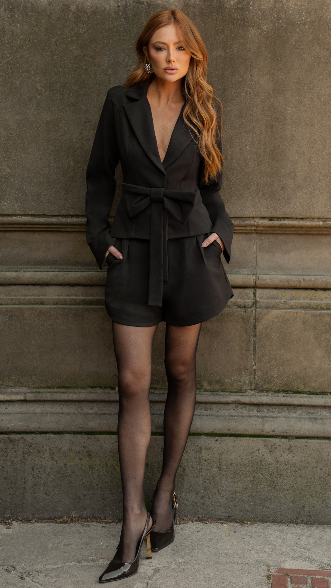 Conjunto Alfaiataria Blazer Laço e Short Preto