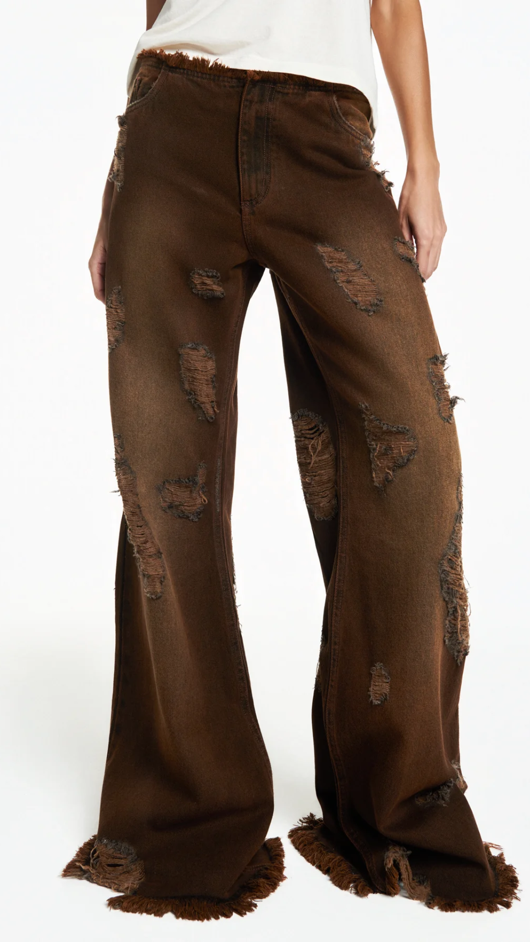 Calça Jeans Flare Rasgos Marrom