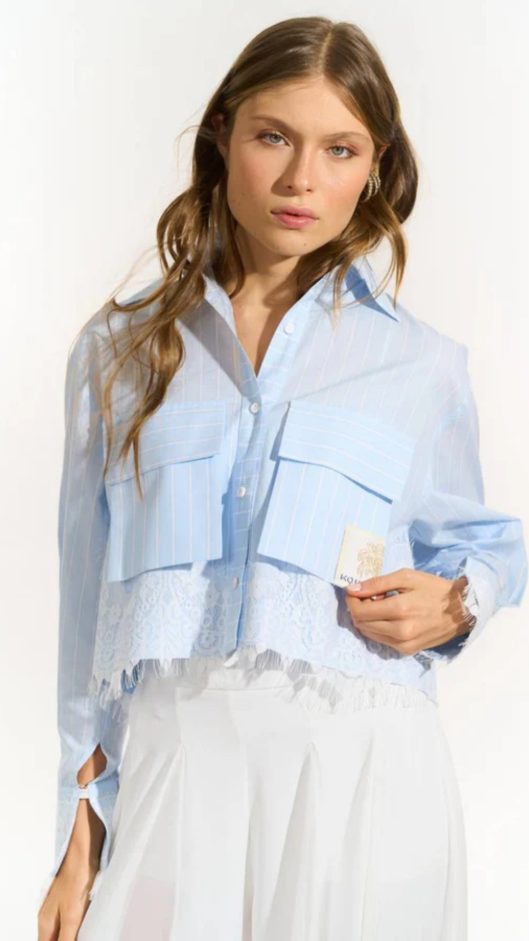 Camisa Listrado Palazzo Azul/Off
