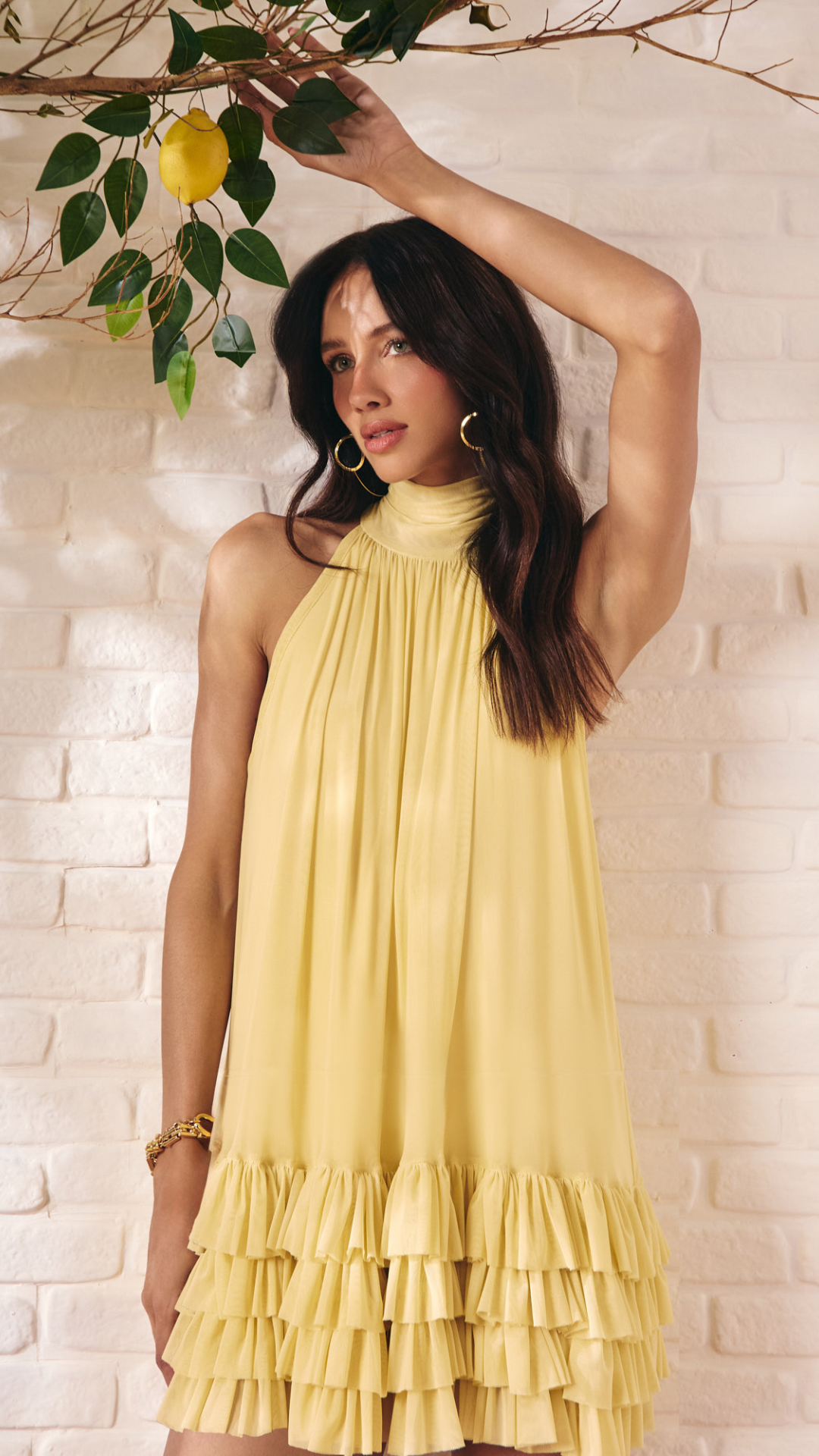 Vestido Tule Babadinhos Amarelo Milk