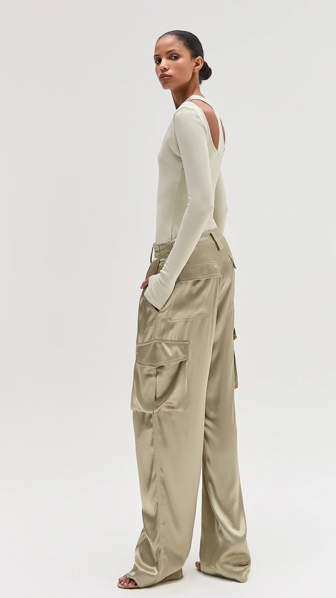 Calça Cargo Cetim Verde Pistache