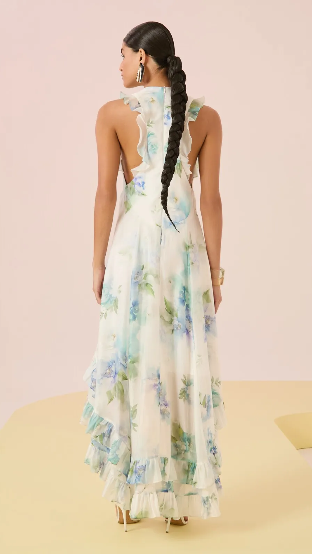Vestido Mullet Estampado Babados