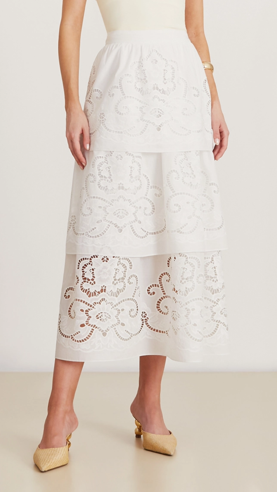 Saia Midi Pérola Branco