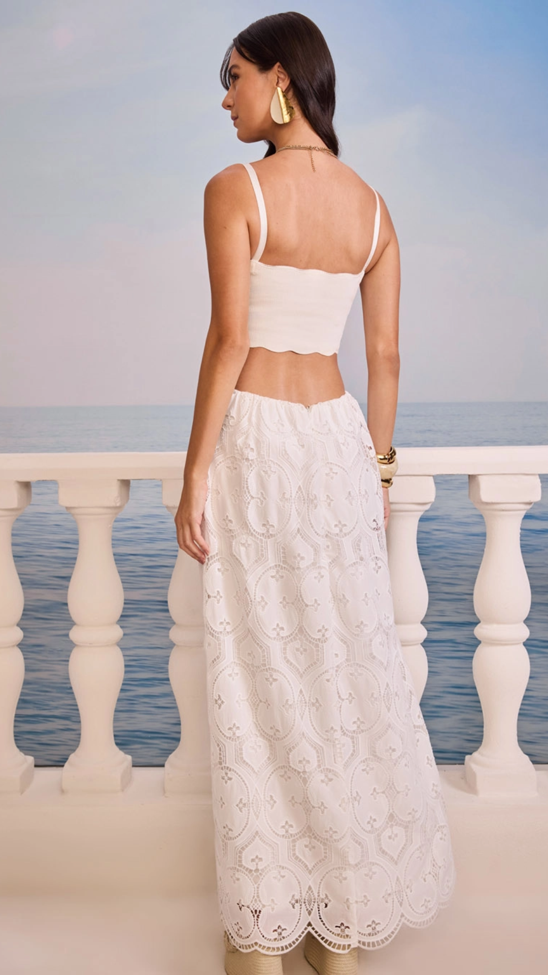 Vestido Richelieu com Tricot Off Shell