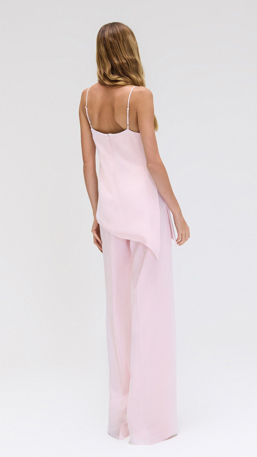 Calça Alfaiataria Crepe Patou Rosa Claro
