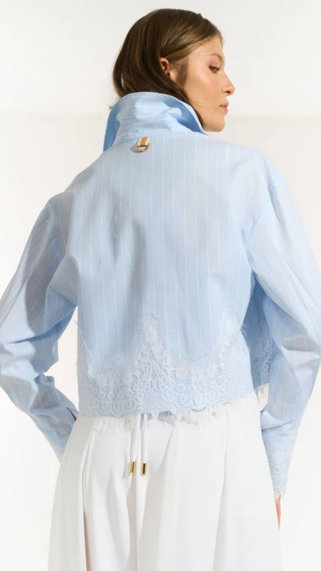 Camisa Listrado Palazzo Azul/Off