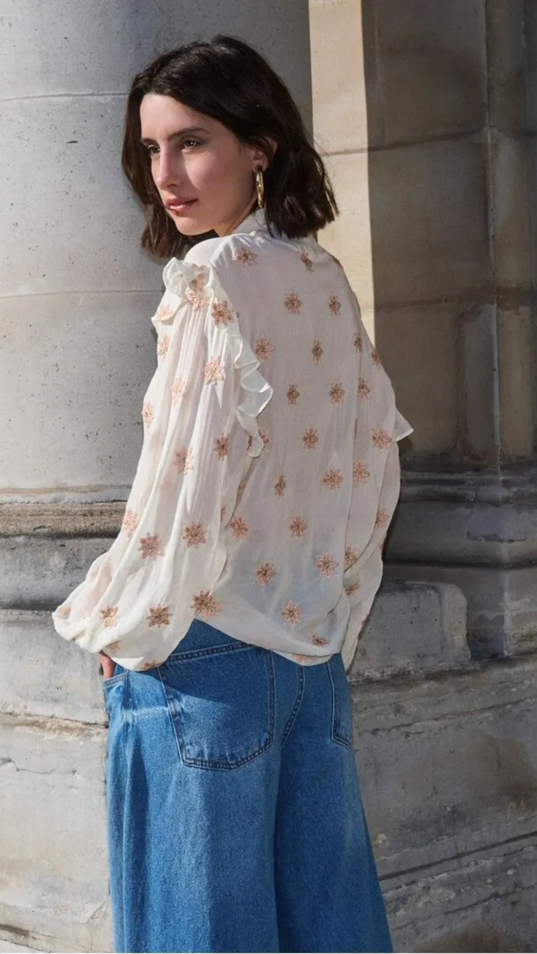 Camisa de Chiffon Bordado
