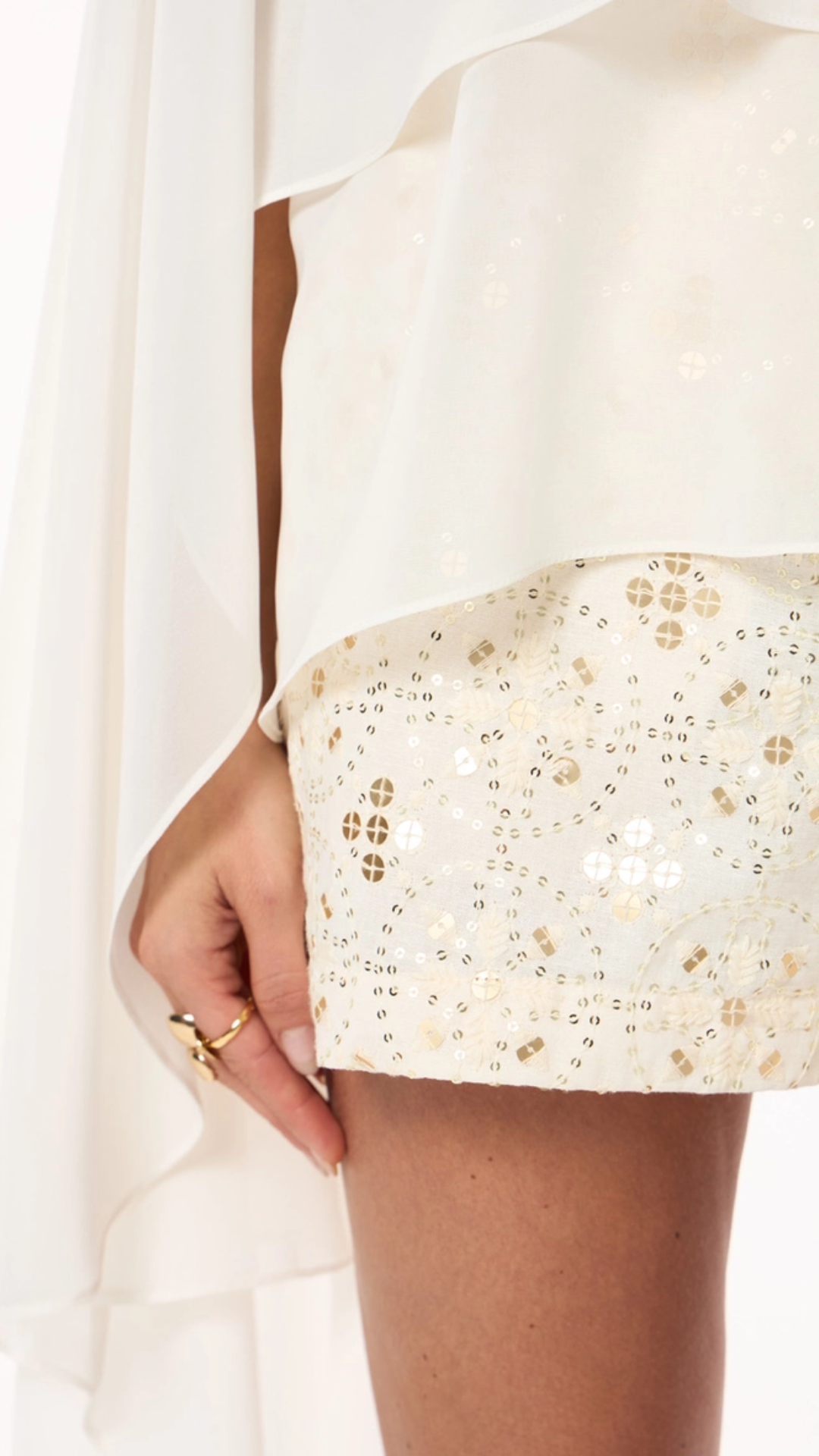 Conjunto Short e Blusa Chiffon Champagne