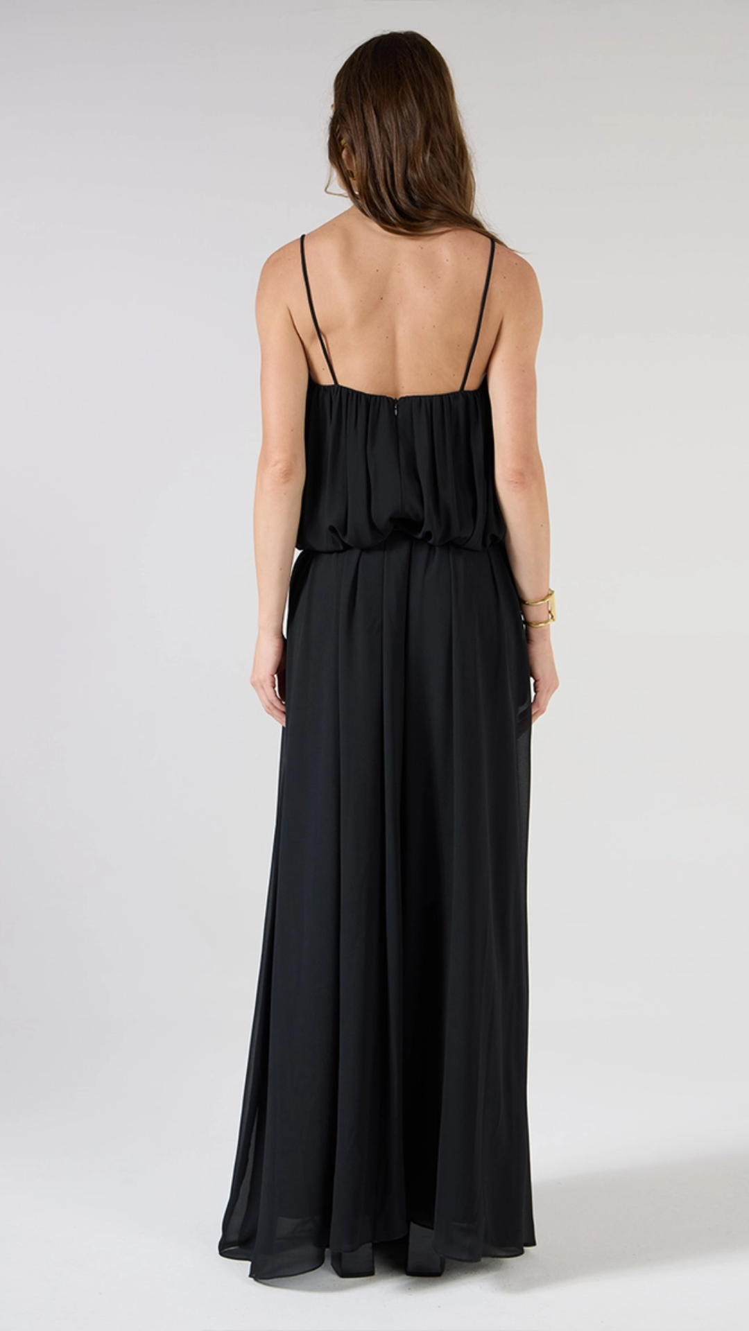 Vestido Longo Decote Coração Preto