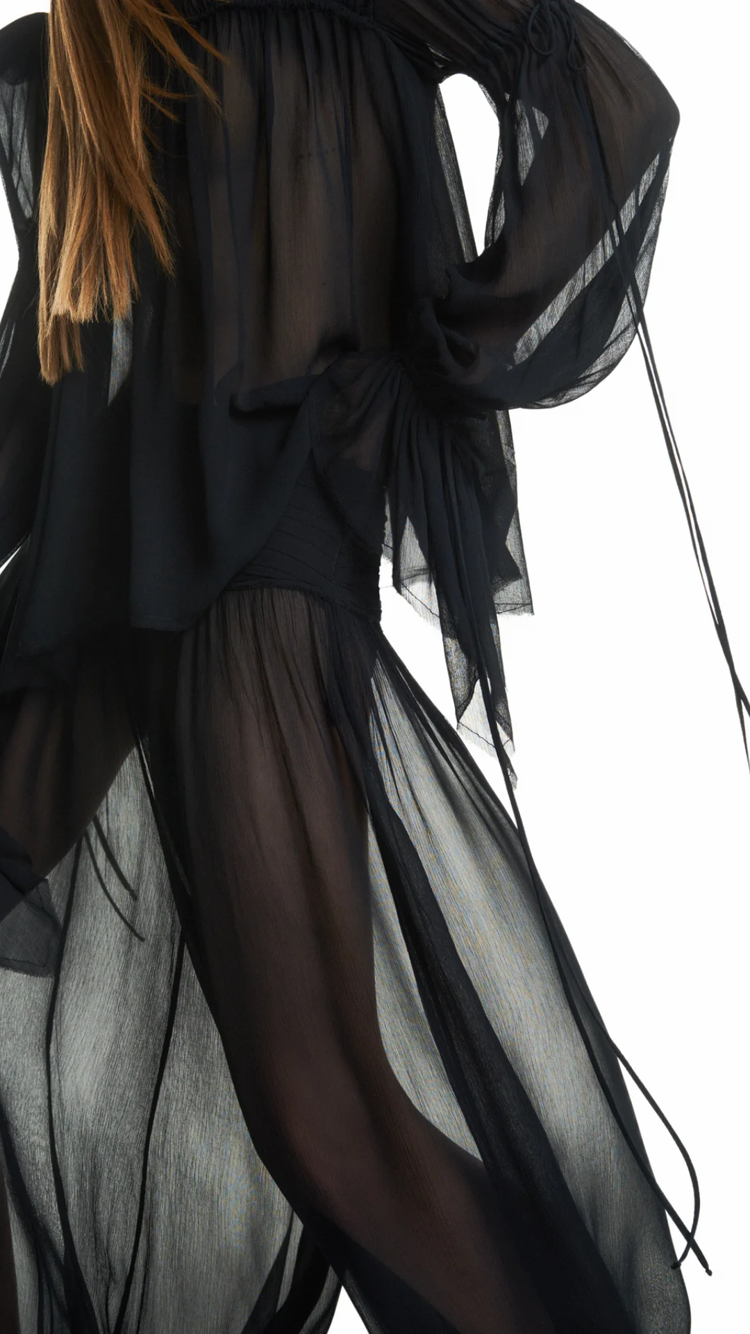 Calça Pala Drapeada Elástico na Barra Chiffon Preto