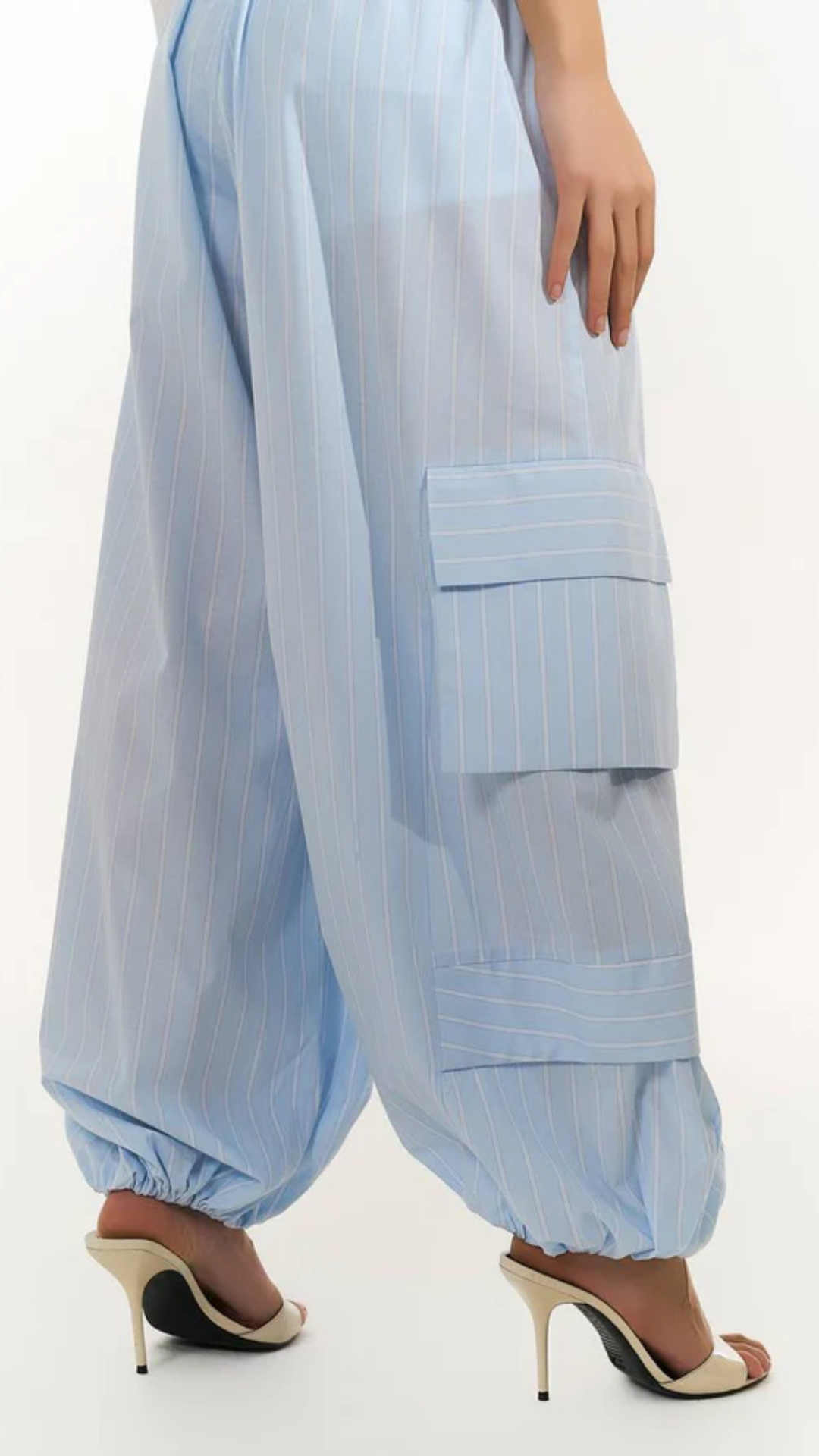 Calça Slouchy Palazzo Azul/Off