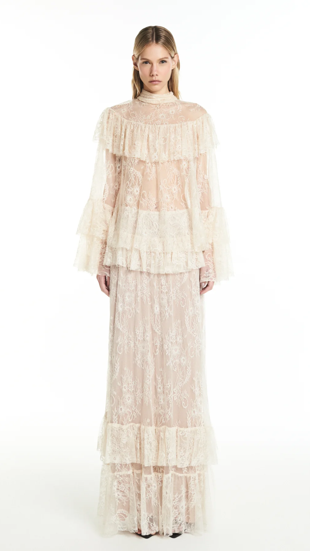 Blusa Gola Alta Babados Off White