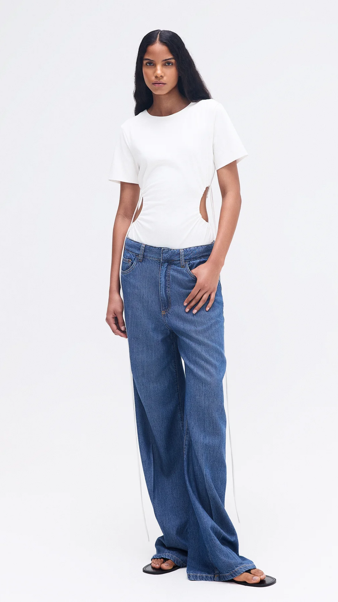 Body Abertura Lateral Manga Curta Off White