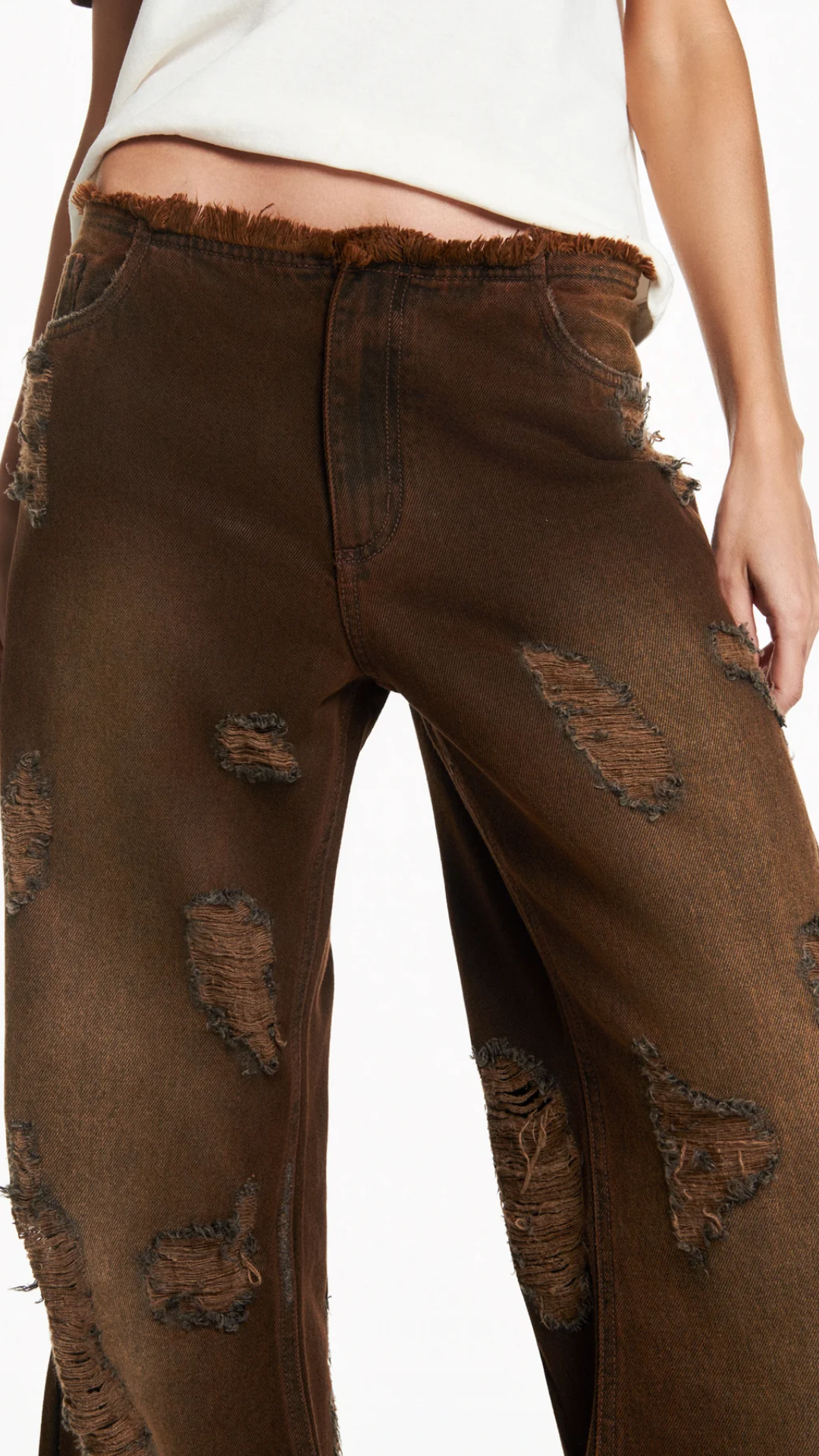 Calça Jeans Flare Rasgos Marrom