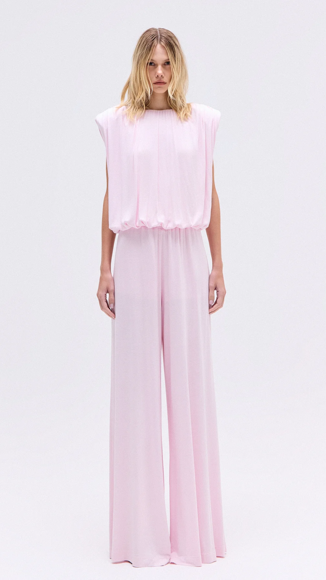 Calça Pantalona Elástico Cós Malha Rosa