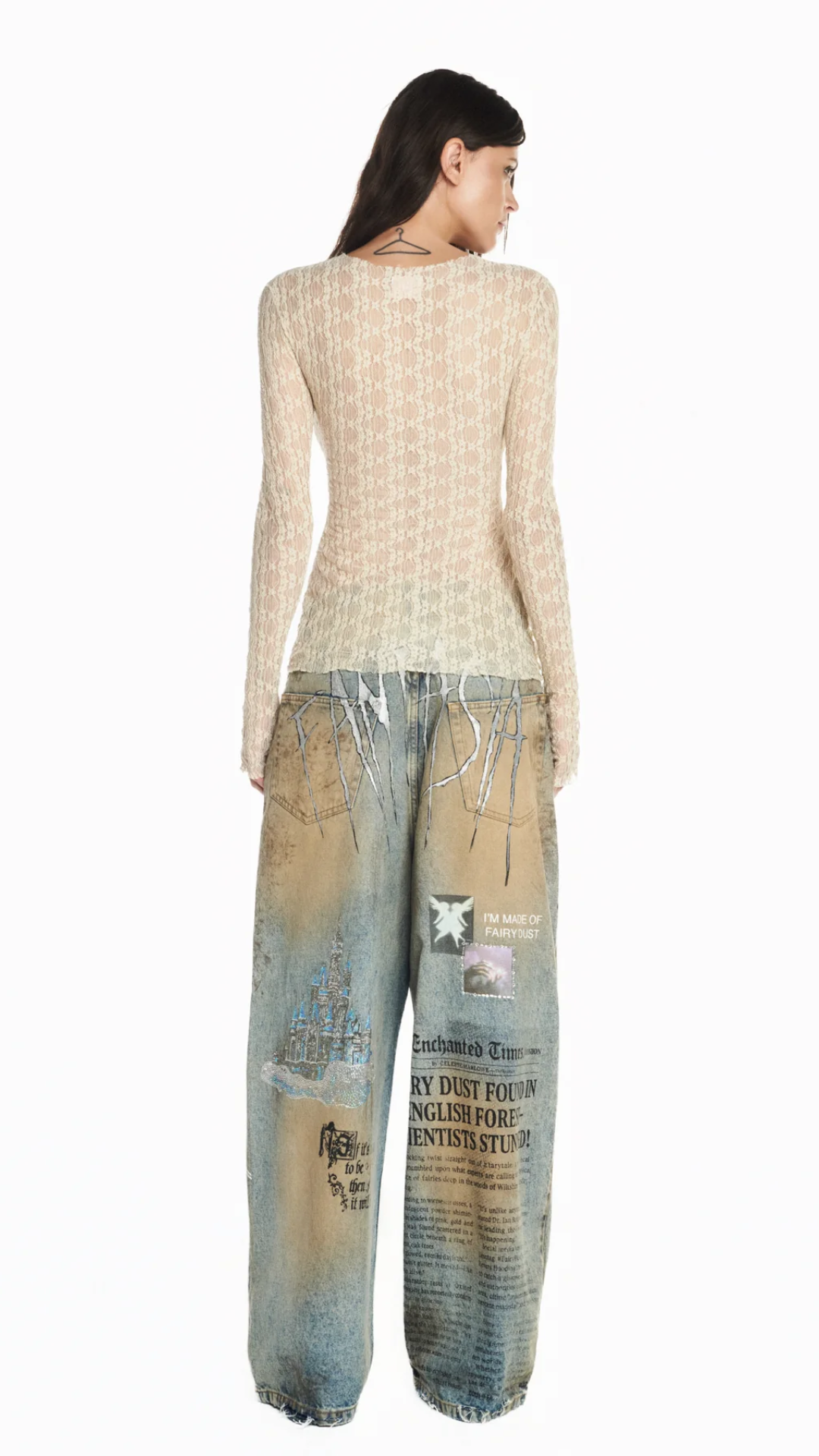 Blusa Manga Longa Renda Bege Happily Ever After Pedra