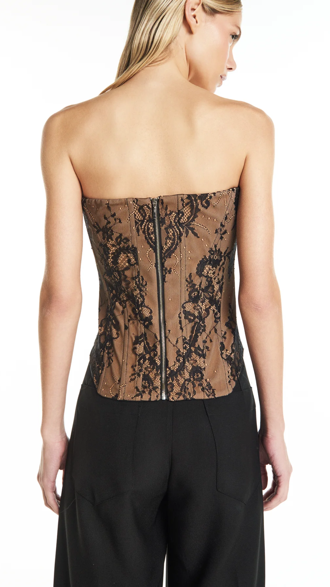 Top Corset Tomara que Caia Renda Preta