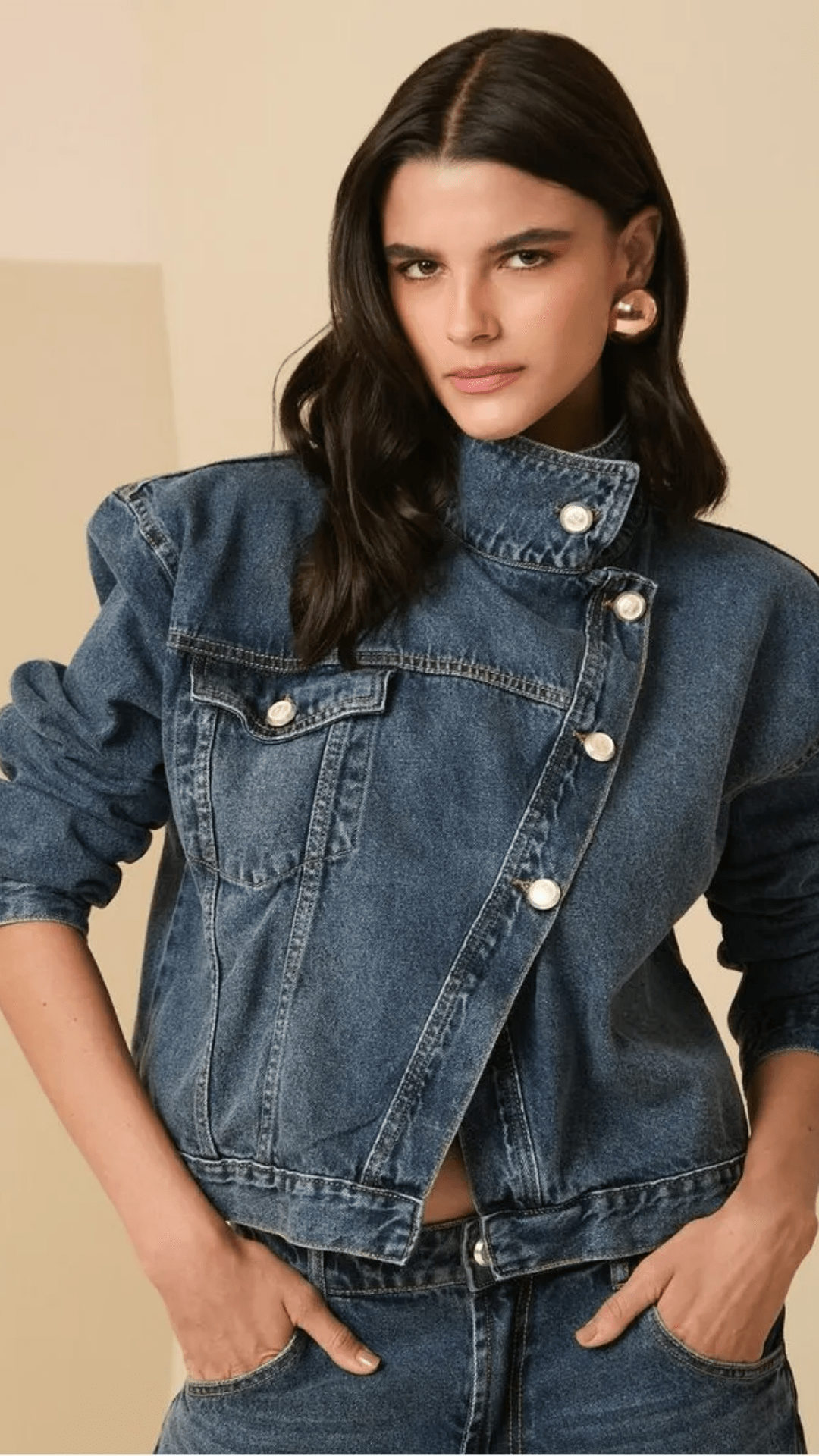 Jaqueta Jeans Transpassada