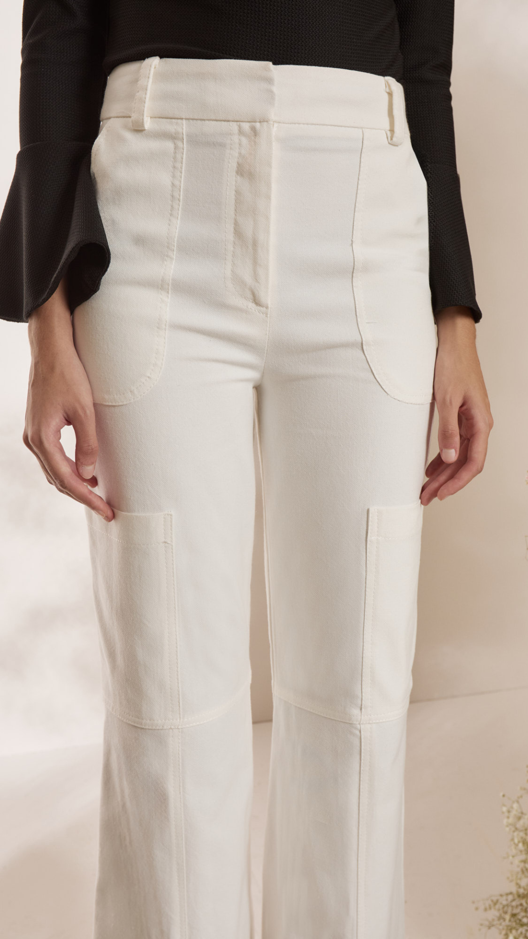 Calça Cargo Cotton Estruturado Off White