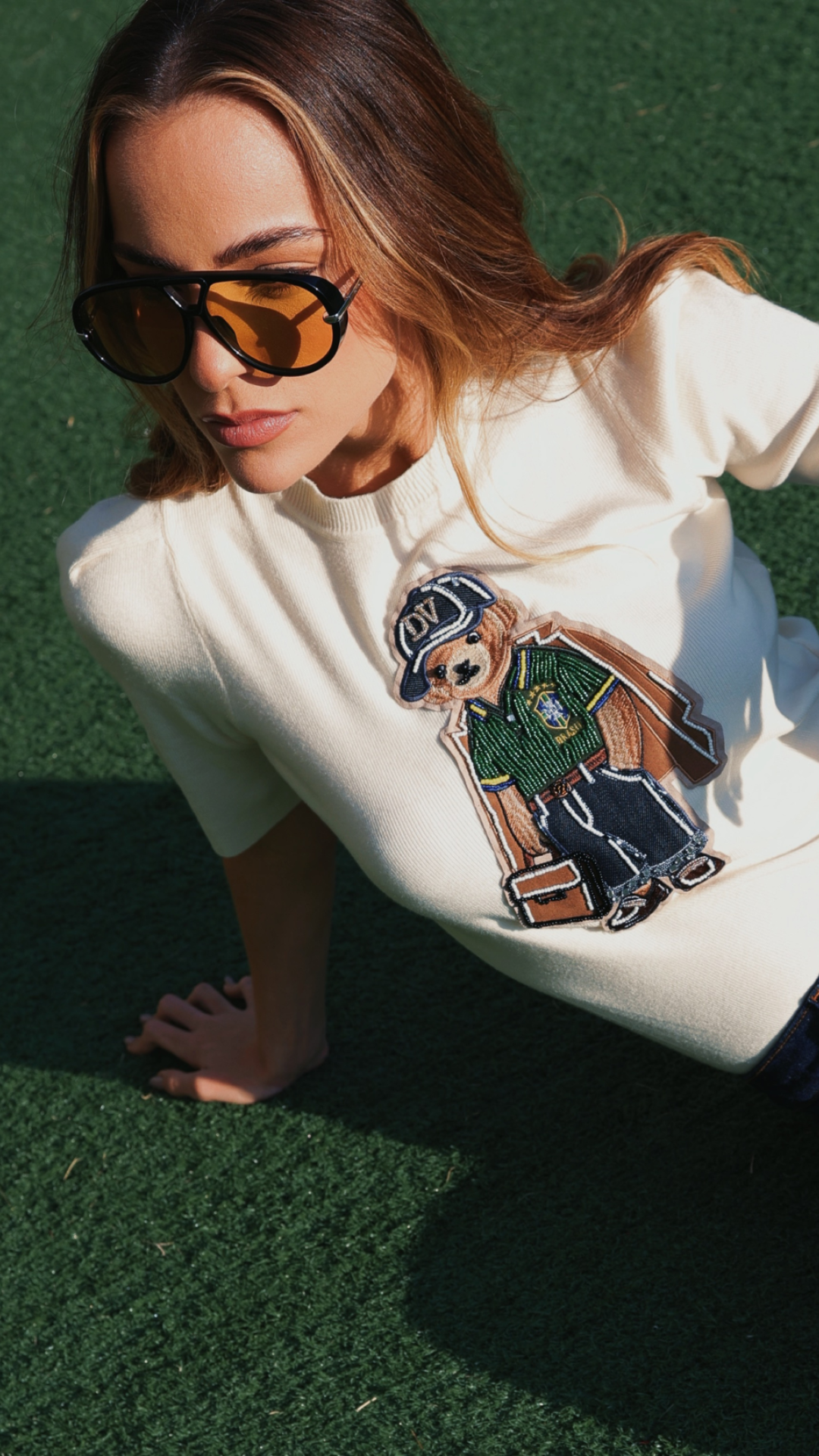 Blusa em Tricot Bear Brasil Branco