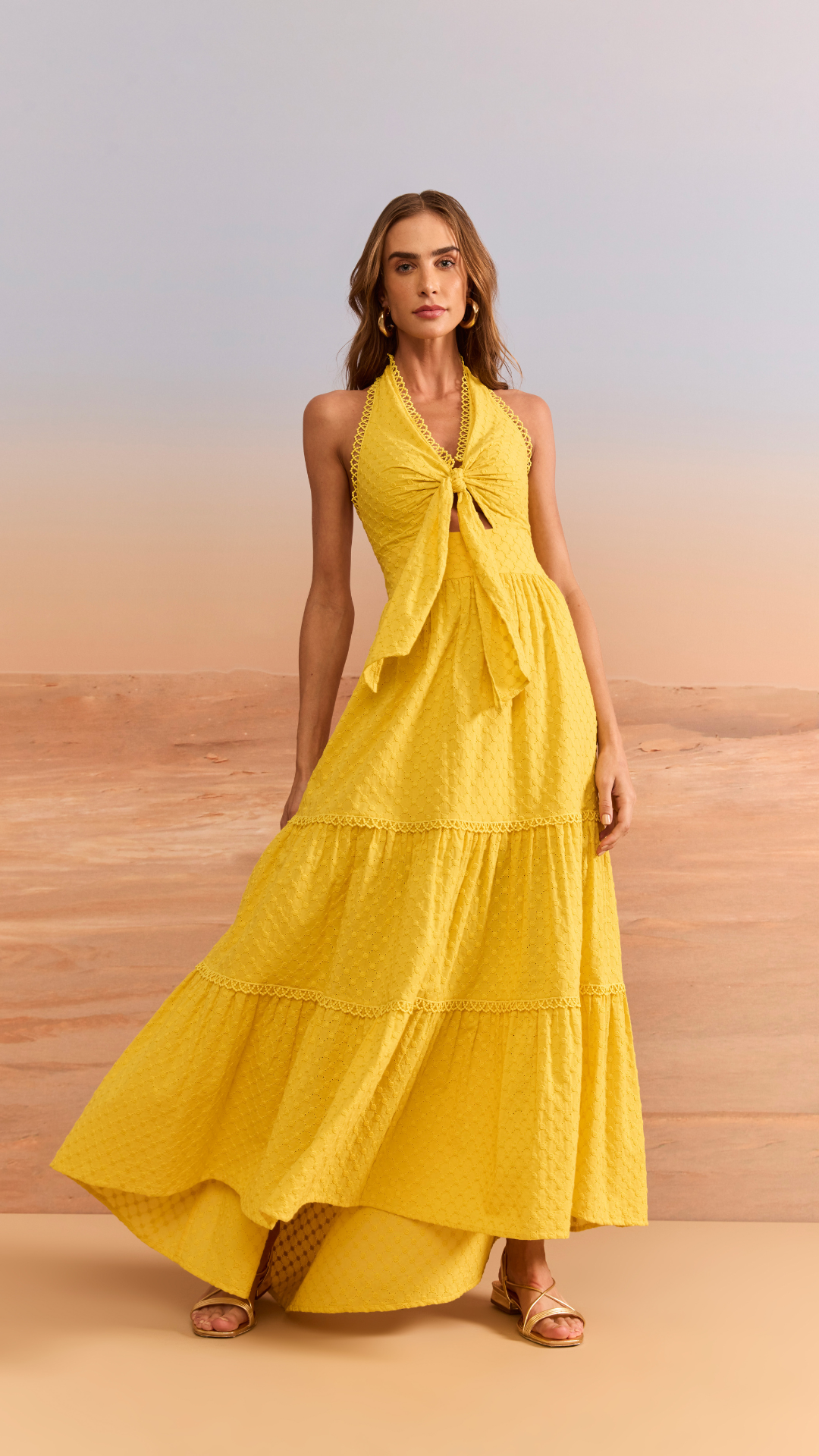 Vesido Frente Única Laise Amarelo