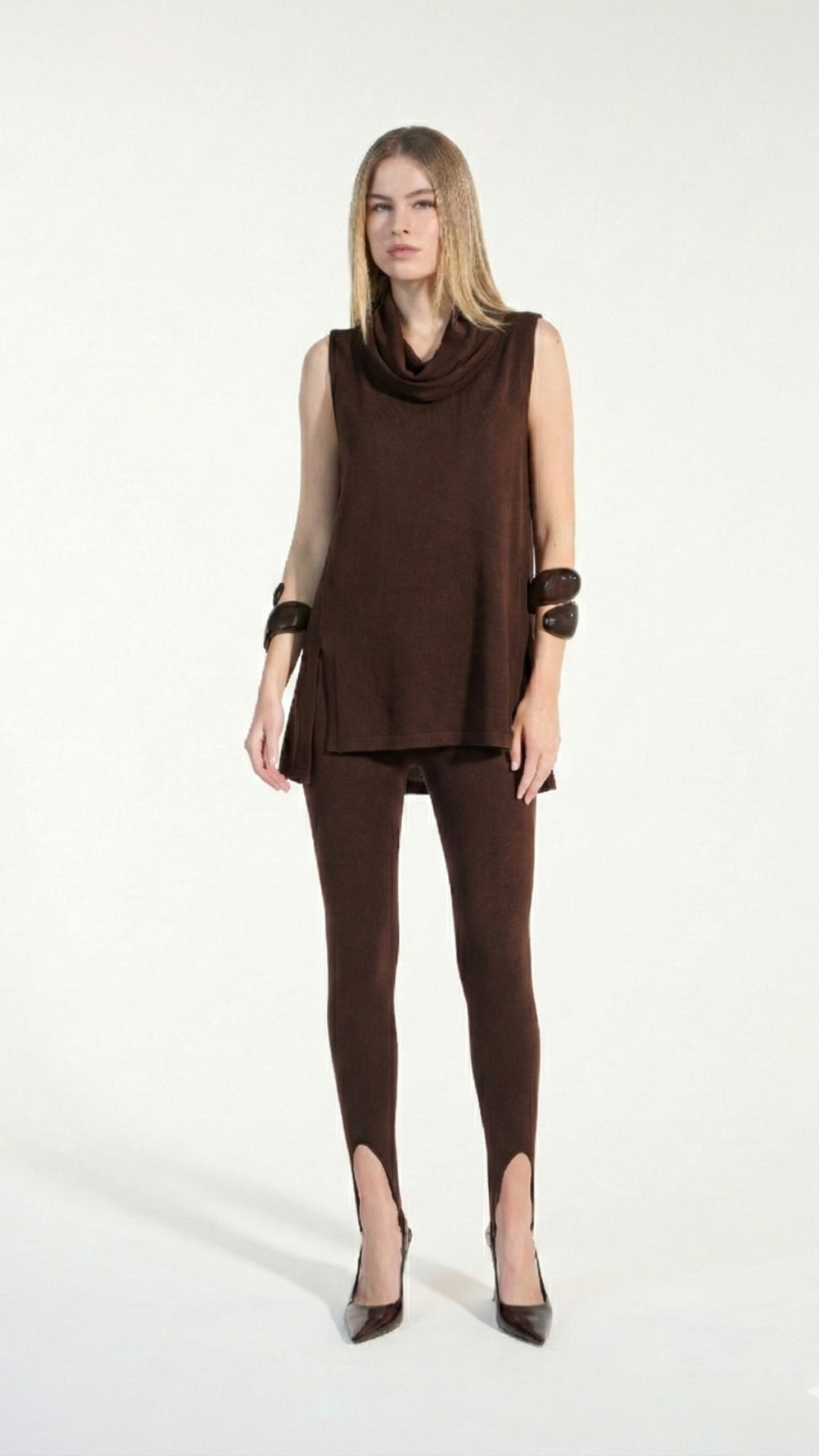 Conjunto Blusa e Calça Legging Marrom Carob