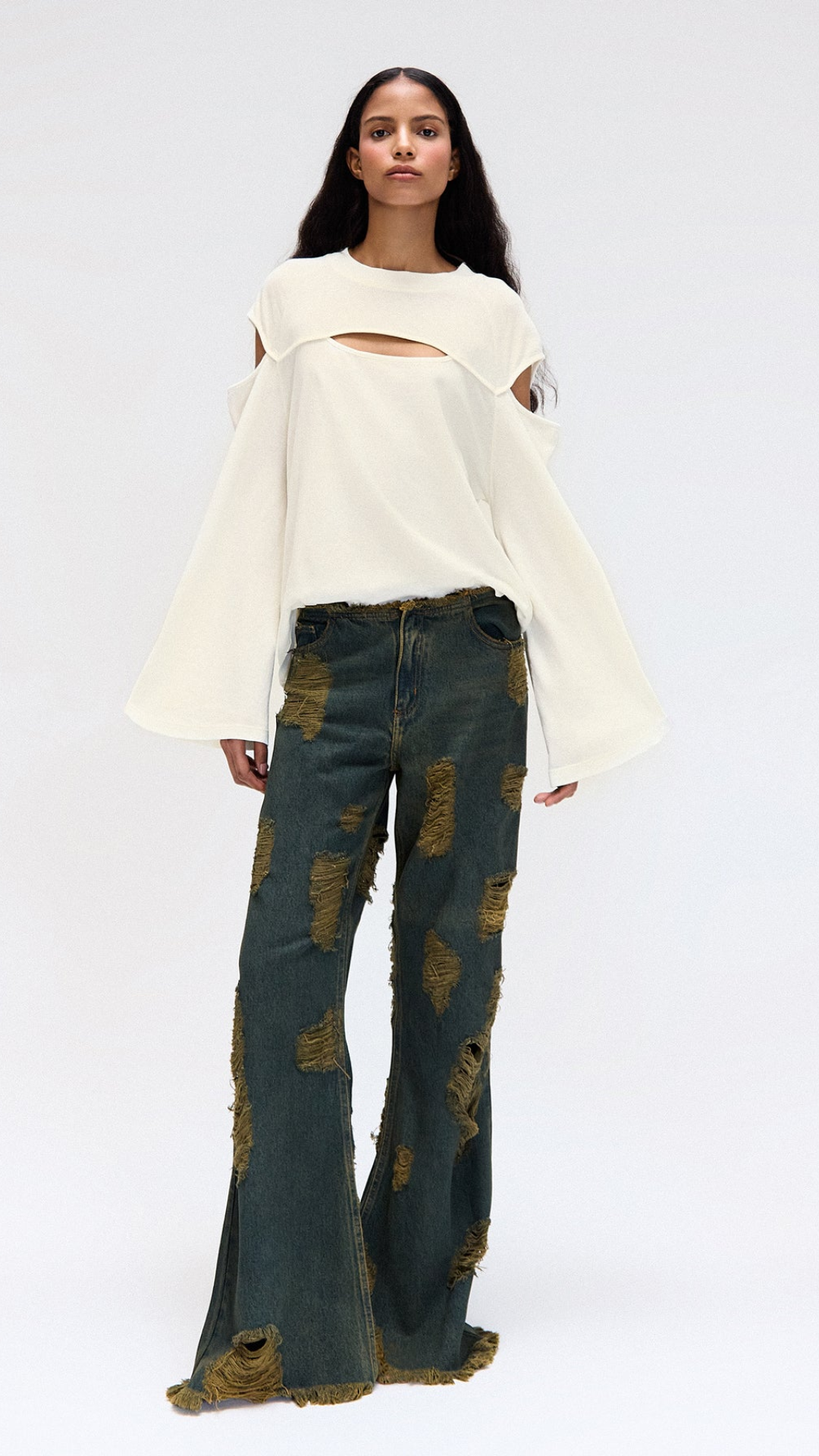 Blusa Ampla Recortes Manteiga