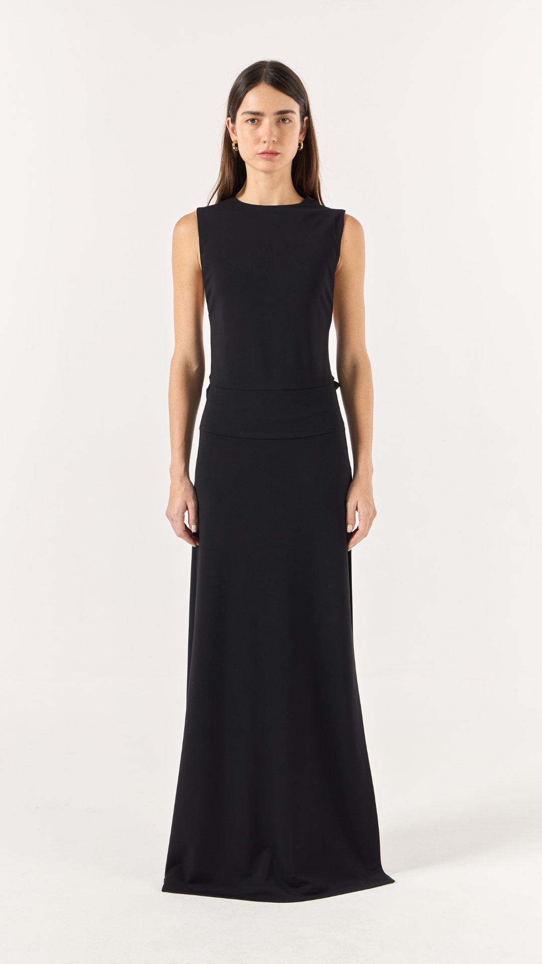 Vestido Longo Decote Costas Metal Preto