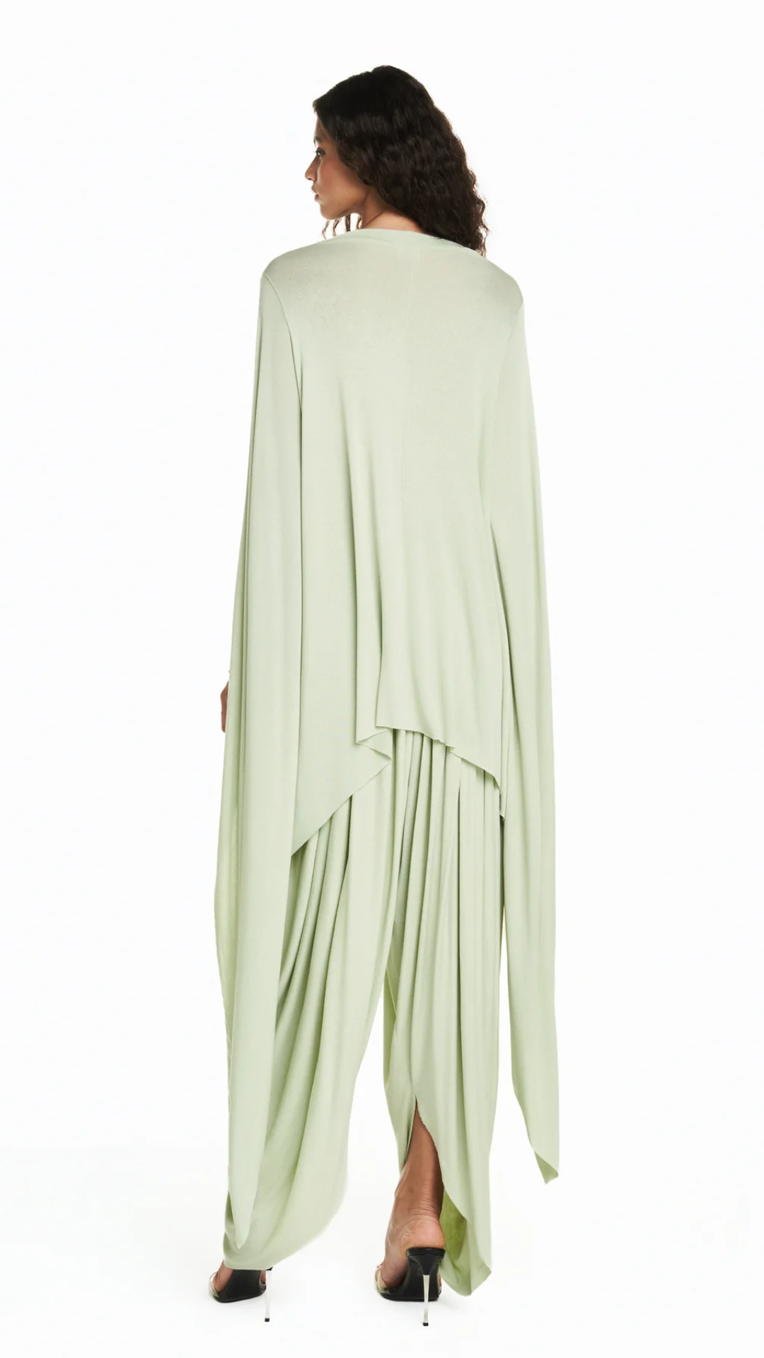 Blusa Ampla Manga com Ponta Malha Verde Clara
