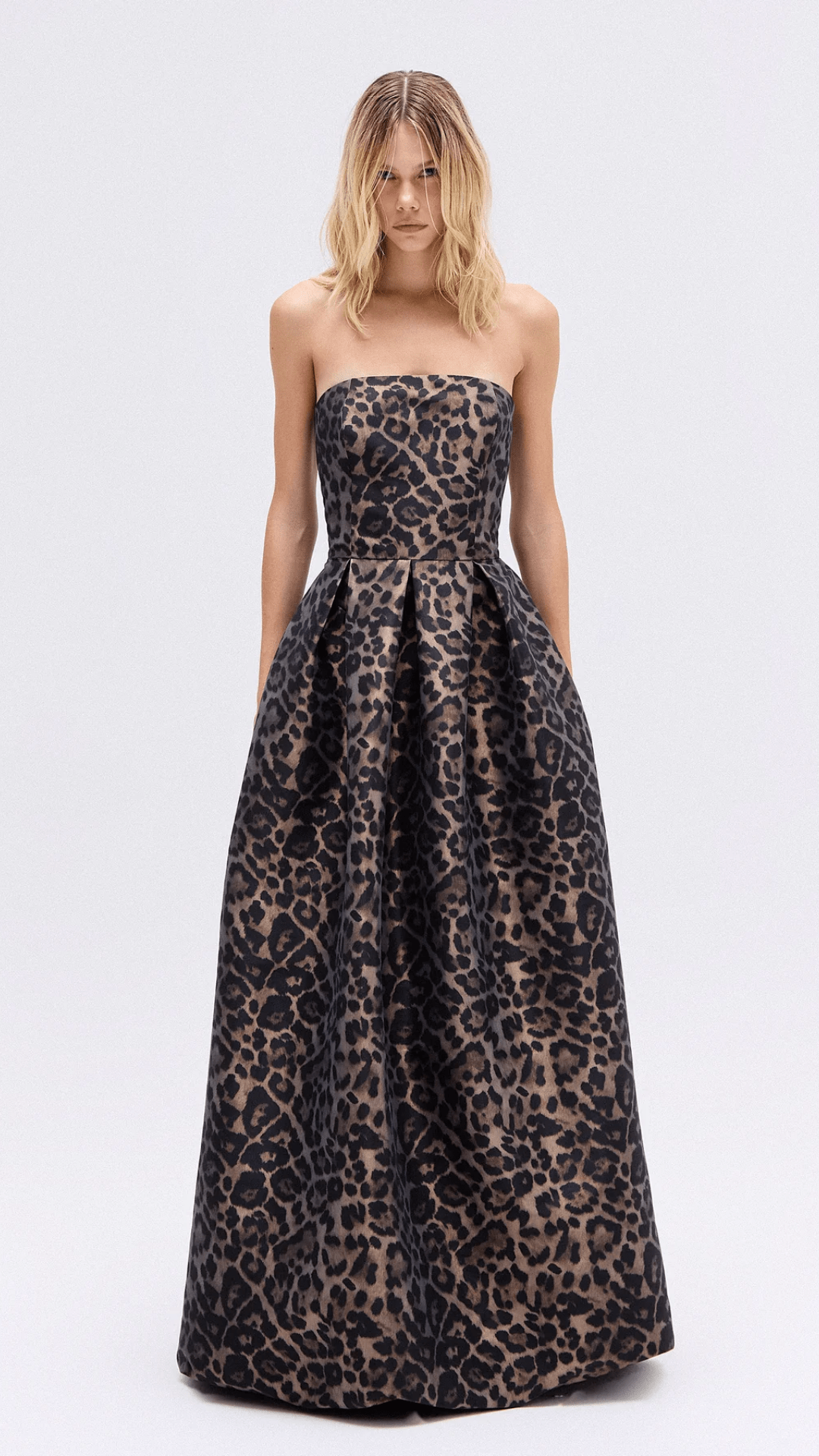 Vestido Longo Balonê Tomara que Caia Tafetá Onça
