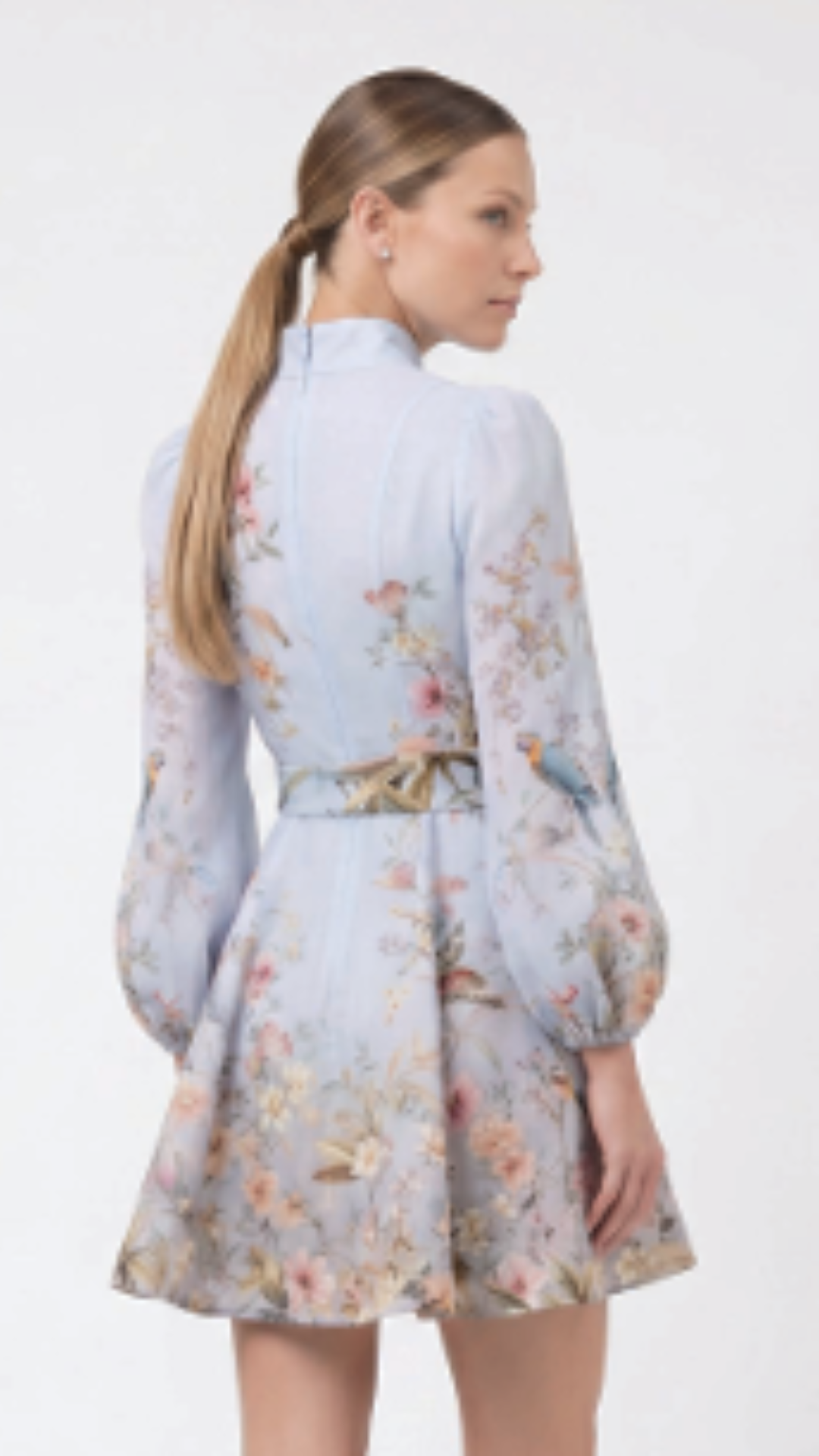 Vestido Curto Manga Longa Estampado