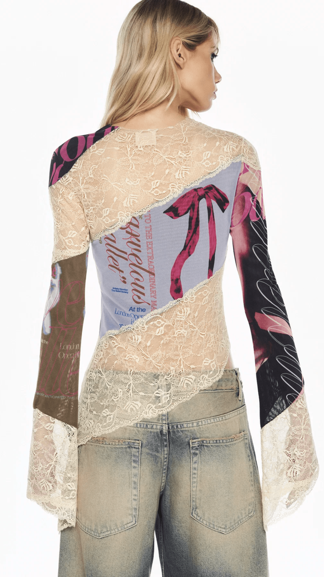 Blusa Manga Longa Tule e Renda Ballet Laço