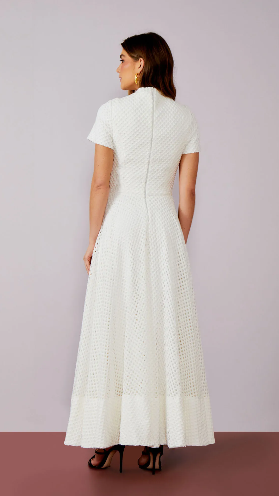 Vestido Tela Crochet Abertura Off White