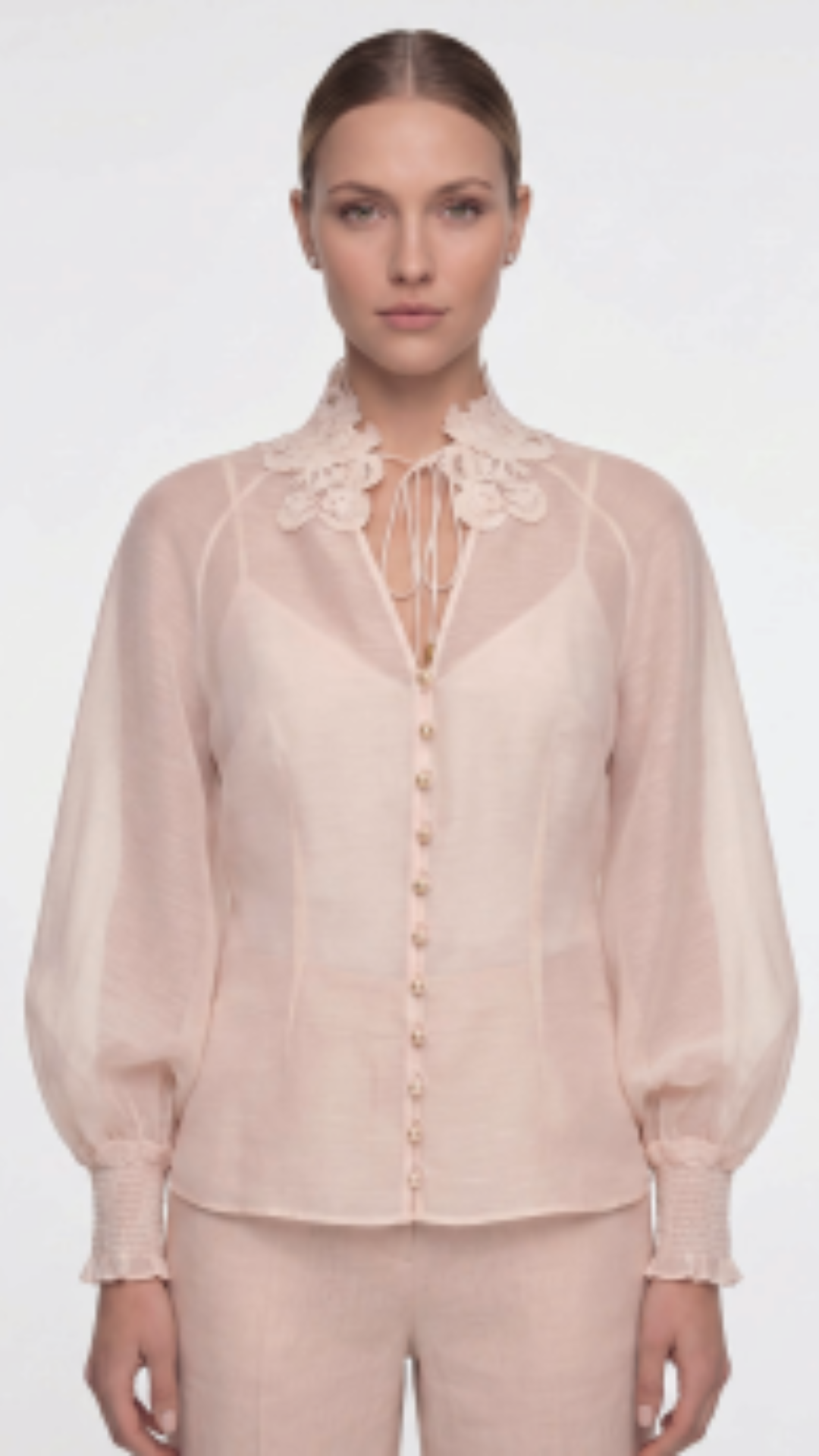 Blusa Transparente com Gola Peach