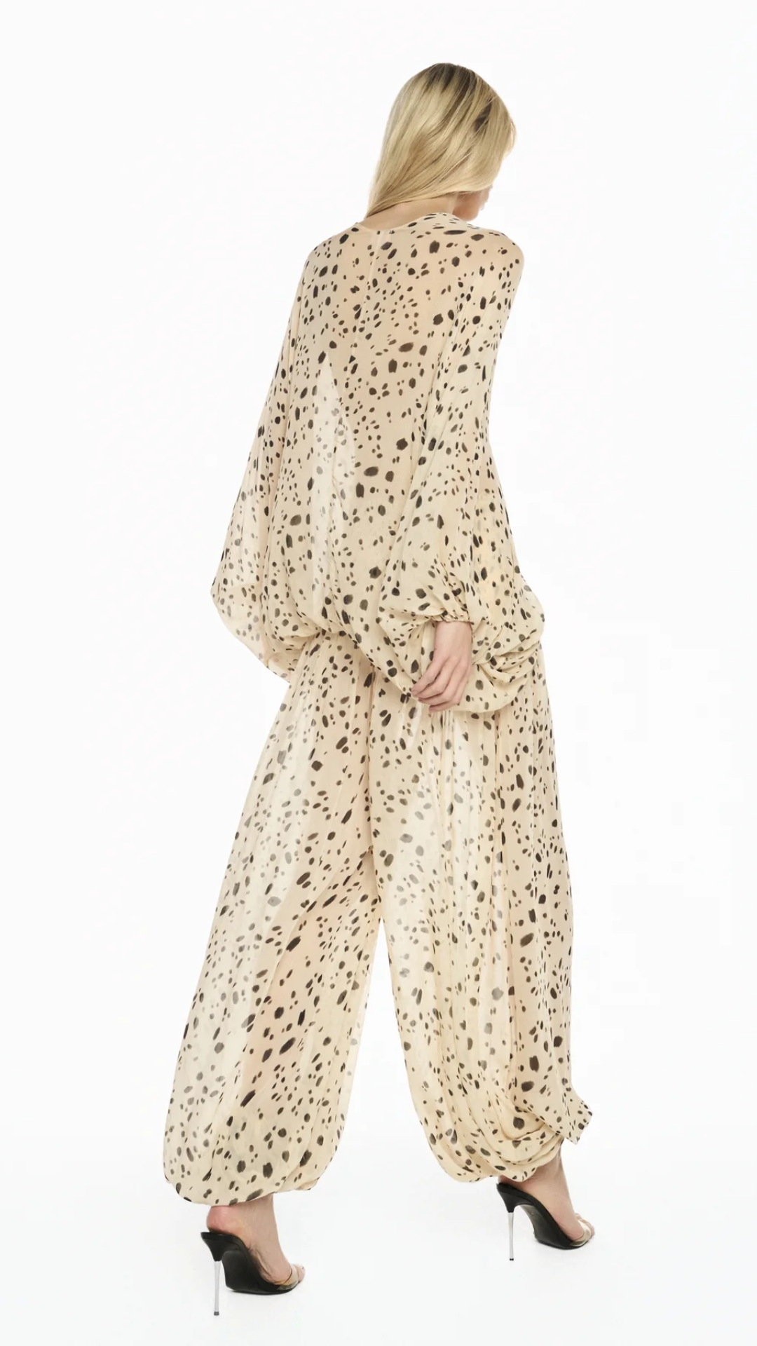Blusa Manga Raglan Decote V Chiffon Dálmata