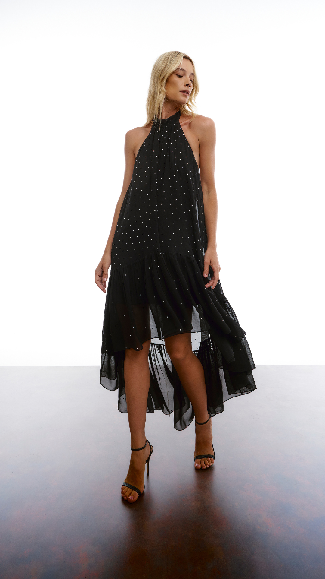Vestido Mullet Cristais Preto