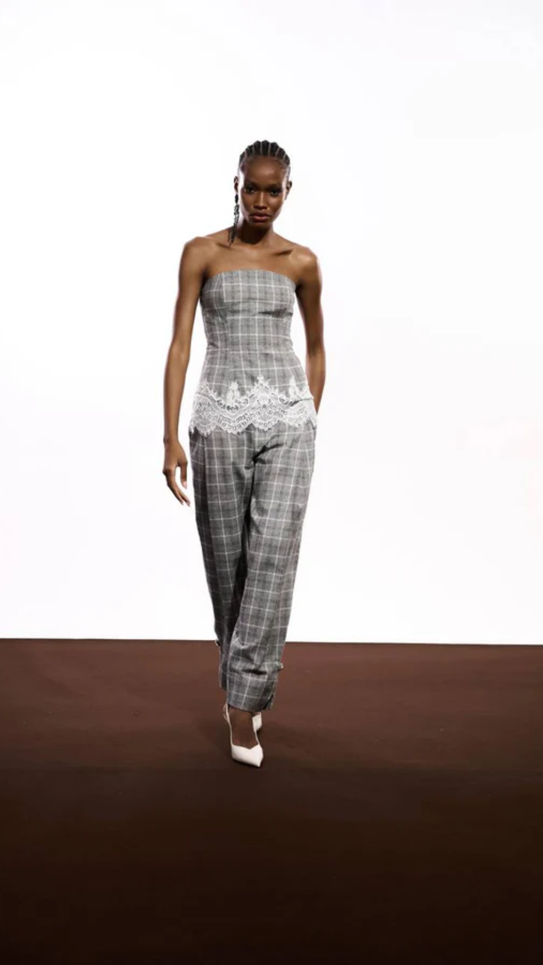 Calça Slouchy Com Botões Na Barra Xadrez