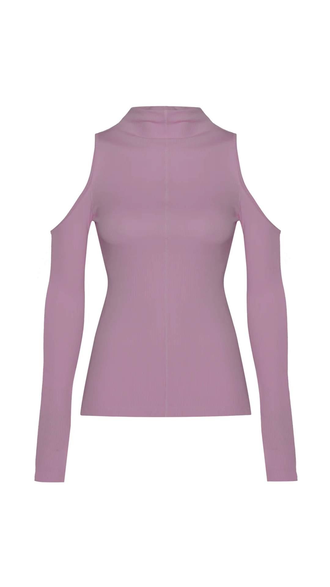 Blusa Gola Alta Abertura Ombro Malha Lavanda
