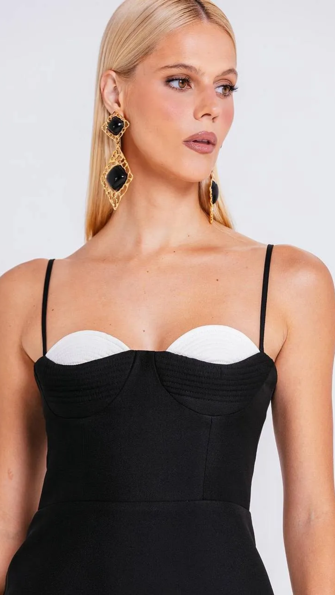 Vestido Corina Bicolor Preto/Marfim